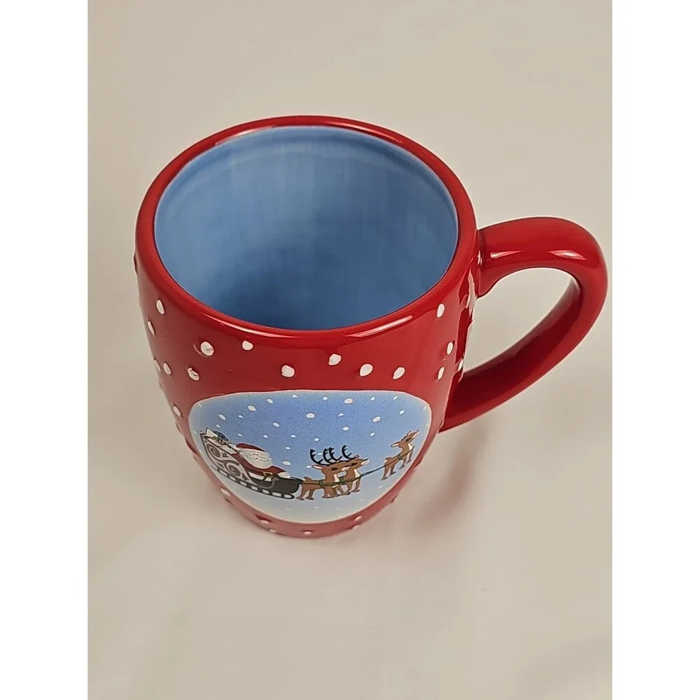 Rudolph Red-Nosed Reindeer Santa Sleigh Christmas Mug Dept 56 Ceramic